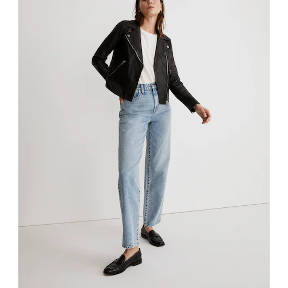 Madewell 'The Washed' Leather Motorcycle Jacket Size M